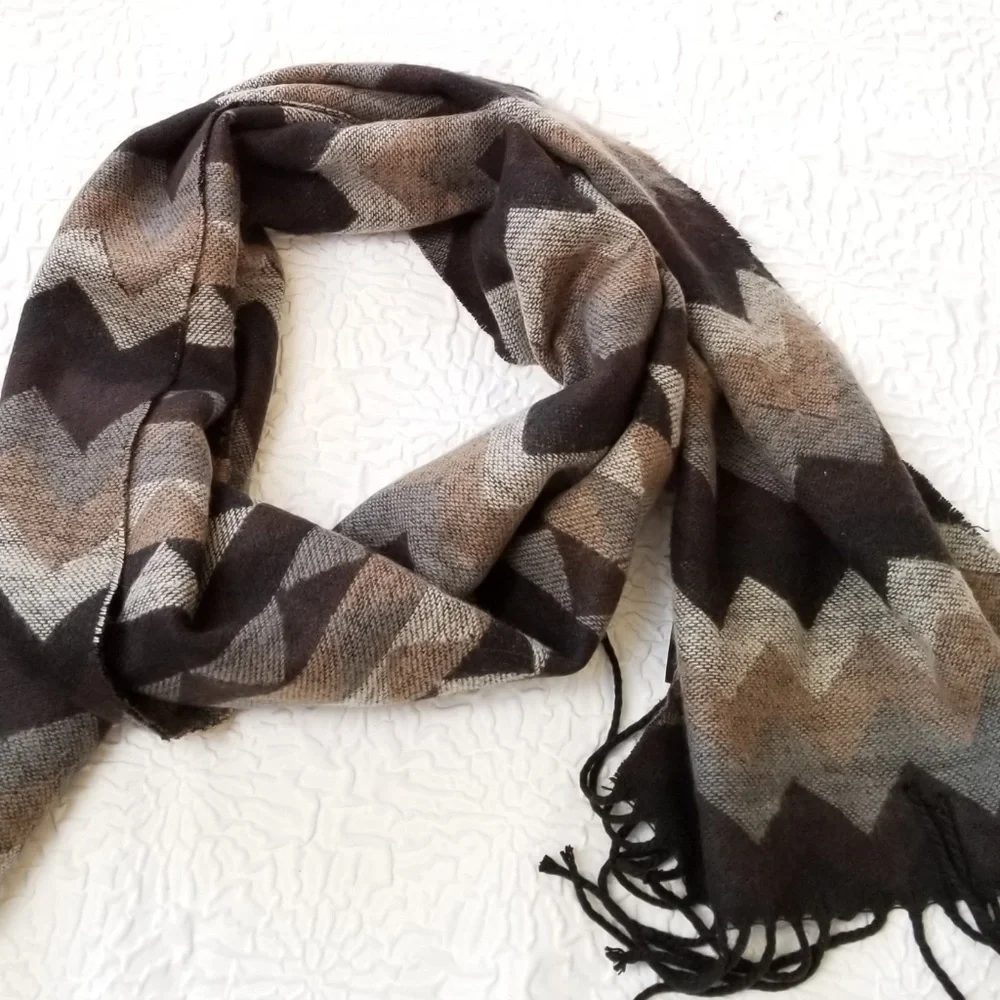 Cejon Acrylic Diamond Design Brown Tones Scarf